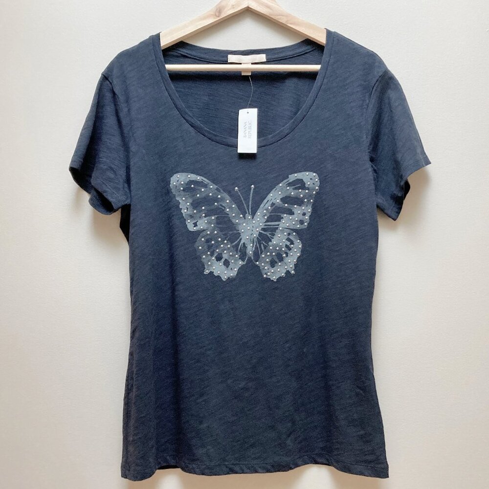 NWT Banana Republic Dark Blue Butterfly T-shirt